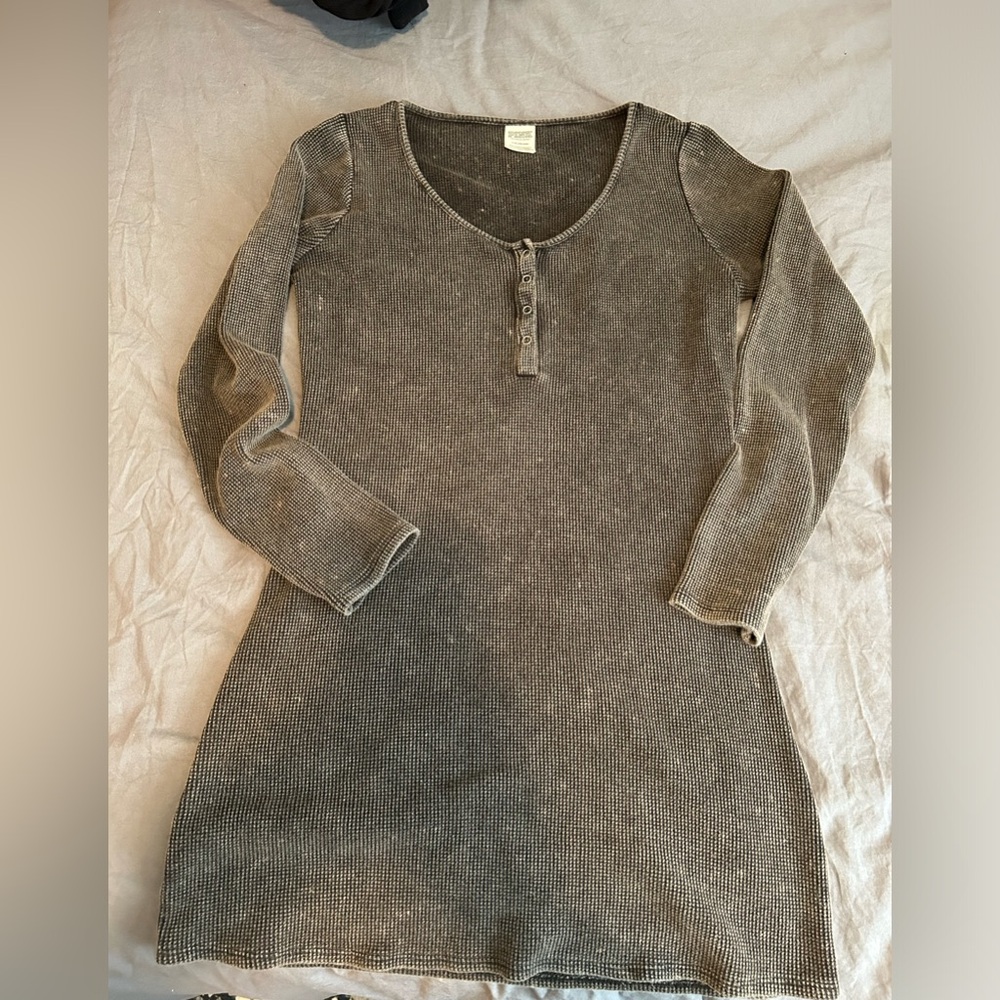 Victoria’s Secret PINK waffle mini dress long sleeve large grey/black